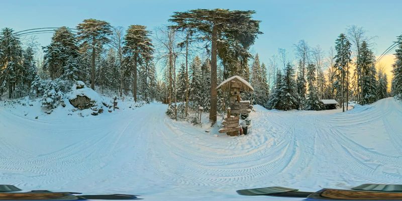 The same photo after the automatic colour pass: white snow, blue sky