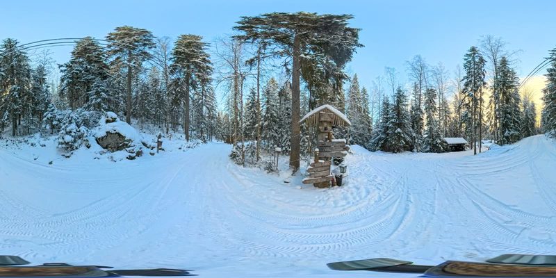 A 360° photo straight from the camera: flat, grey, underexposed snow